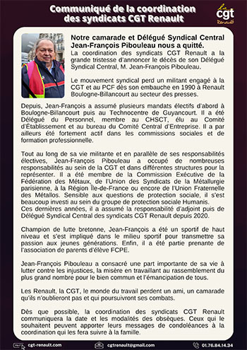 230210 Communique coordination syndicats CGT Renault 