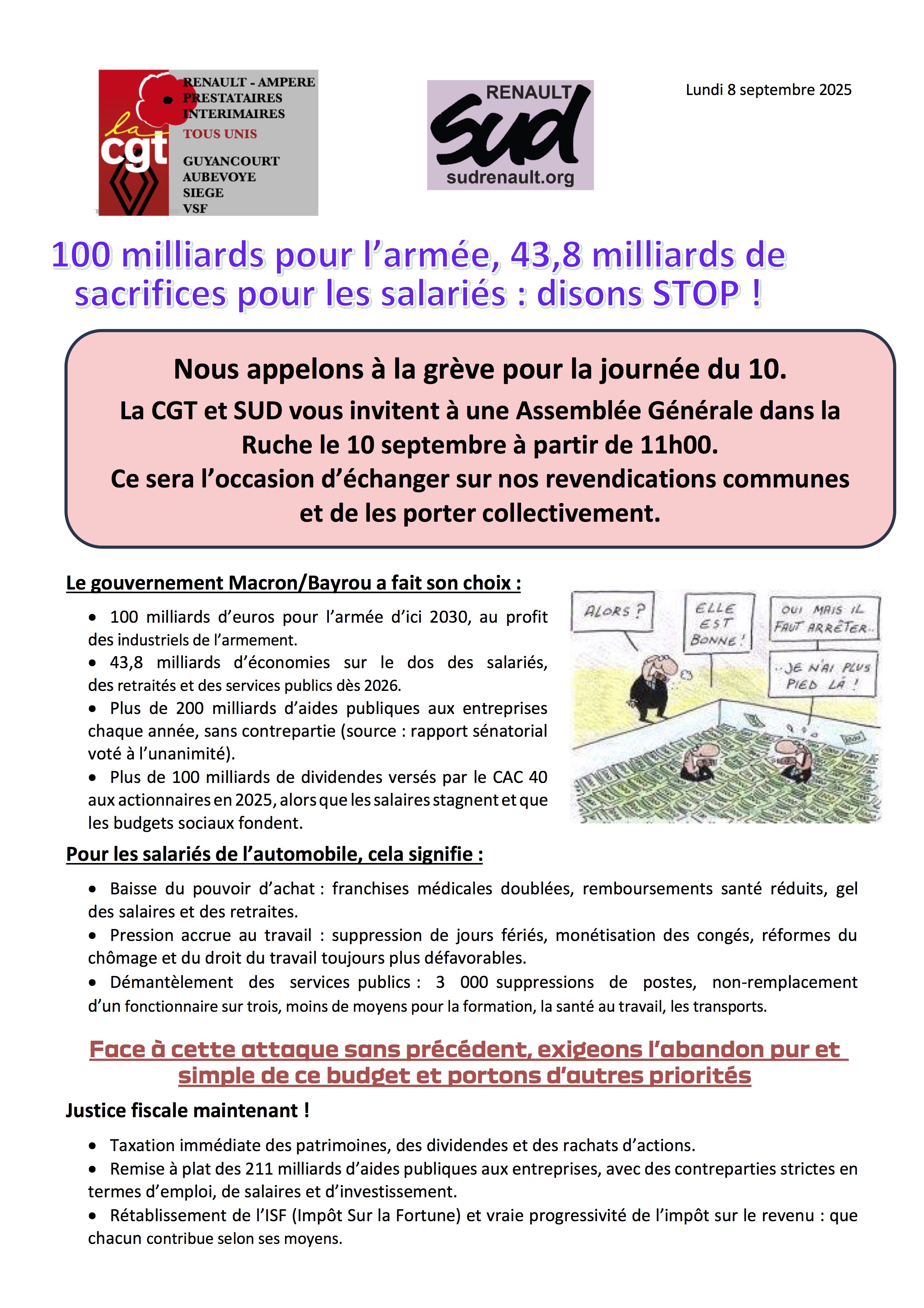 250908 intersyndical Mobilisation contre austerite